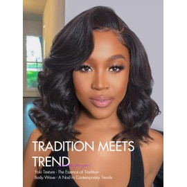 LUVME HAIR LUVME HAIR 12 Inch Light Yaki Loose Wave Wig Gorgeous Human Hair, Undetectable HD Lace Glueless Bob Wigs Human Hair Pre Plucked, Pre Cut Lace Wig Short Natural Black Wig