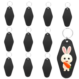 GALPADA 10pcs Diamond Listing Blank Motel Keychain Bag Blank Luggage Tags Blank Motel Key Tag Motel Keychain Blank Bulk Antler Luggage Bins Keys Holder Key Caps Locks Black Plastic