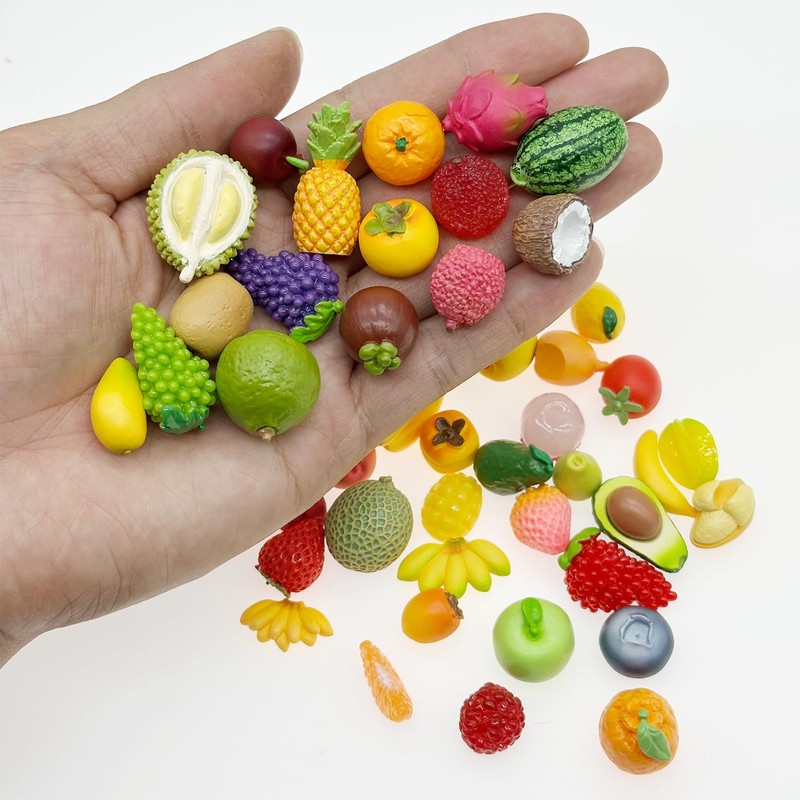 Cayway 48 Pz Mini Frutta in Resina, Mini Modelli di