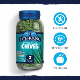 Litehouse Freeze Dried Chives - Chives Dried, Substitute for Chives Fresh Organic, 1 Jar Equal to 2 Chives Fresh Bunch, Chives Freeze Dried, Good Chives Only, Non-GMO, Gluten-Free - 0.25 Ounce, 3-Pack