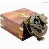 KHUMYAYAD Brass Sundial Compass Nautical Vintage Replica Sundial with Rosewood