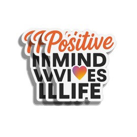 3PCS - Positive Mind Vibes Life Sticker – Motivational Aesthetic Vinyl Decal for Laptop, Water Bottle, Journal – Colorful Heart Design – Waterproof & Durable
