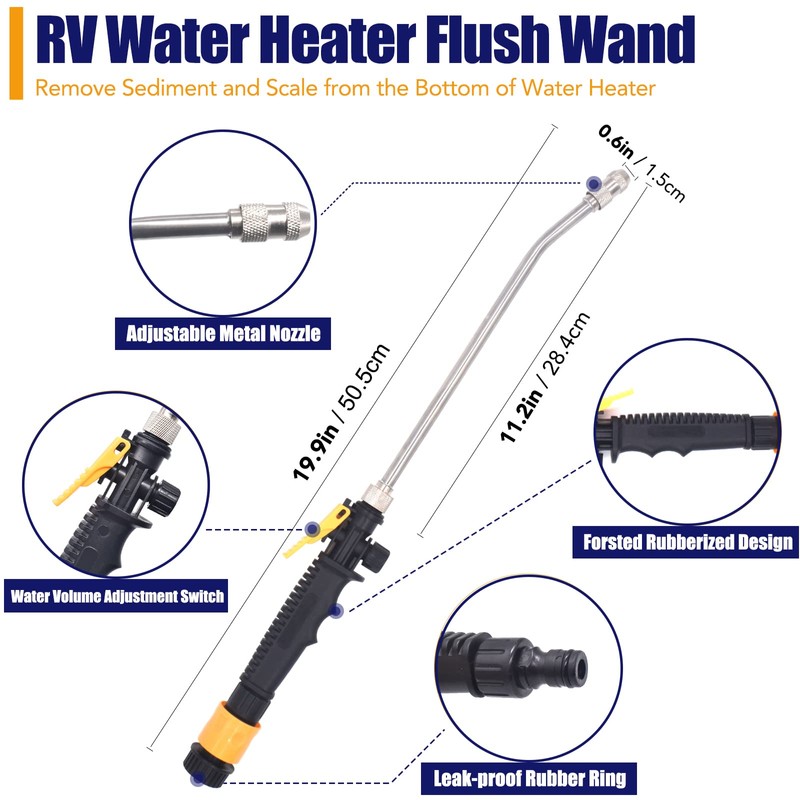5Pack RV Water Heater Anode Rod & Flush Wand &