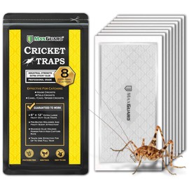 MaxGuard Extra Large Cricket Traps (8 Traps) | Non-Toxic Extra Sticky Glue Board Pre-Baited Cricket Attractant Trap & Kill House Crickets, Insects, Spiders, Bugs