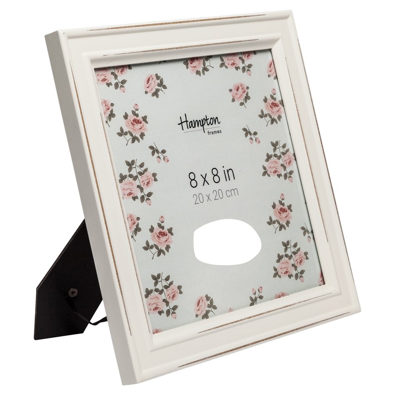 Hampton Frames PALOMA Distressed Square Picture Photo Frame White 8x8
