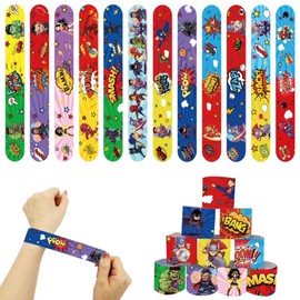 24 PCS Superhero Slap Bracelets Wristband Slap Bands,Superhero Avengers Party Snap Band Bracelets for Kids Superhero Avengers Party Bag Filler,Birthday Party Favors Classroom Prizes Xmas Gifts
