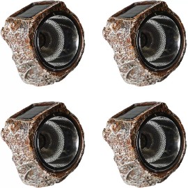 SunKite Solar Powered Rock Light, 4 Pack 10 LED Waterproof Garden Stone Lights Outdoo...