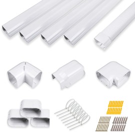 LyPrem 17Ft Mini Split Line Set Cover 5" PVC Line Cover Kit for Mini Split and Central Air Conditioner & Heat Pump(White)