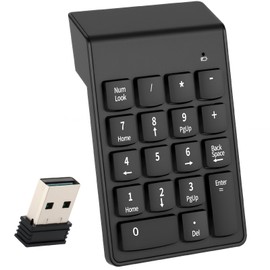 Number Pad Wireless Numeric Keypad 18 Key Portable with 2.4G Mini USB Receiver Office Calculating Number Pads Ergonomic Slim for Laptop PC Desktop Notebook Tablet Fits with Windows Mac OS System