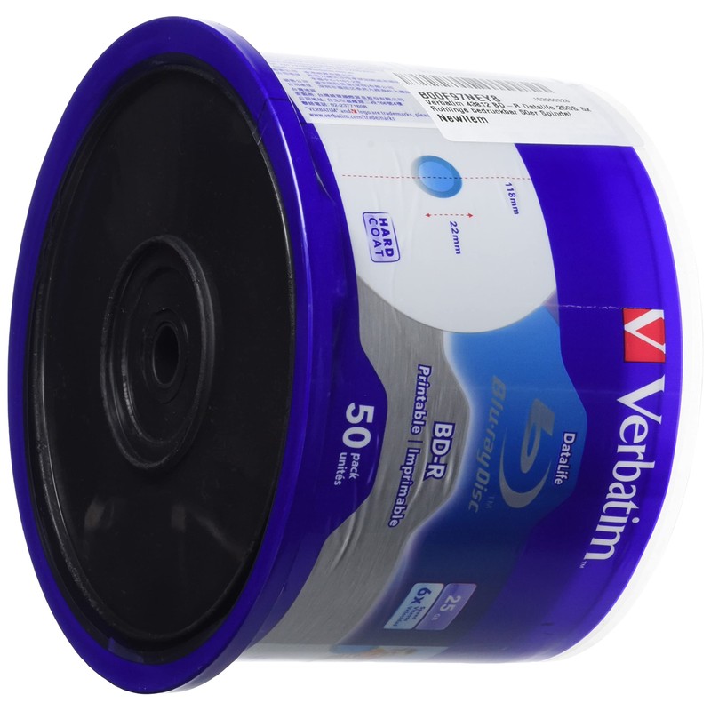 Verbatim 43812 BD-R Datalife 25GB 6x Write Speed Blanks Printable