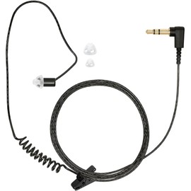 SHEEPDOG MICROPHONES Covert Police Listen Only Earpiece, 22 Inch Black Cable, 3.5mm Connector, Ultra-Thin Wire, Removable Retainer Ear Hook and (Pack of 3) Clear Situational Awareness Eartips