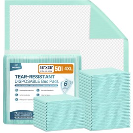 BIGGMED 50 Count Incontinence Bed Pads 48" X 36" Tear-Resistant Disposable Underpads Extra Large Chucks Pads Heavy Duty Absorbency Pee Pads for Adults Elderly Protection for Bed, Sofa, and Chair