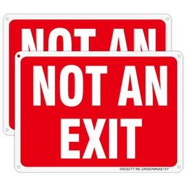 DIESOTT 2 Pack Not an Exit Signs, 10x7 Inches Aluminum Metal Not Exit Sign, UV Protected, Durable, Weatherproof, Easy to Install, Indoor/Outdoor Use