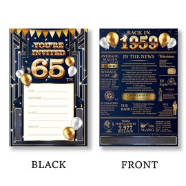 QZJ 65th Birthday Invitations - Back in 1959 - 20 Invitations and Envelopes