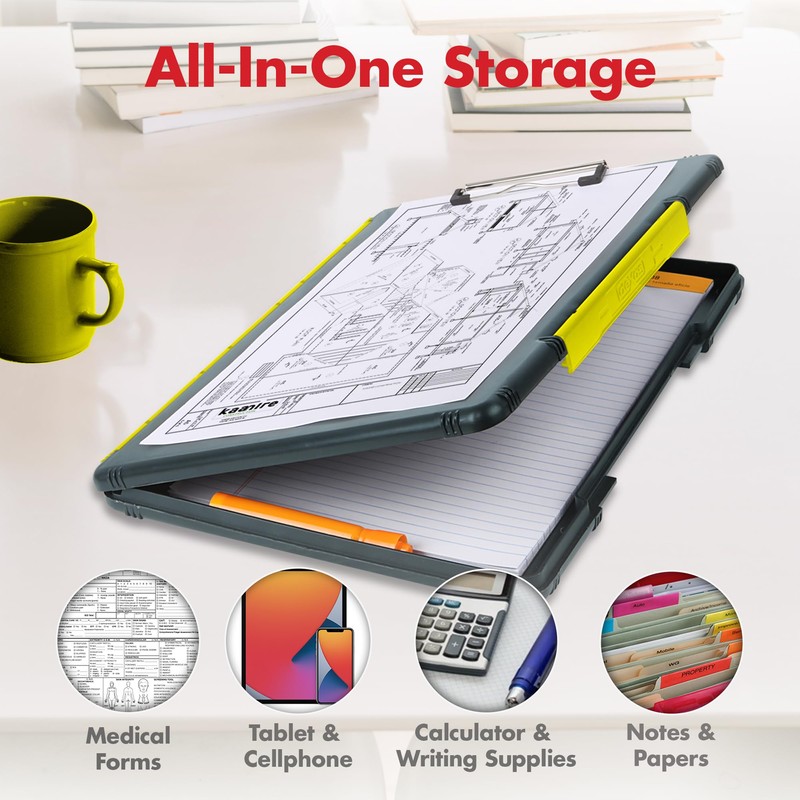 Dexas Legal Size XL Slimcase 2 Storage Clipboard, Gray with