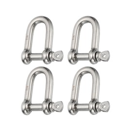 PATIKIL Screw Pin Shackle 5mm 3/16" 176lb, 4Pcs 316 Stainless Steel Forged D Shackle Marine Grade for Chains Wire Rope Outdoor, Silver