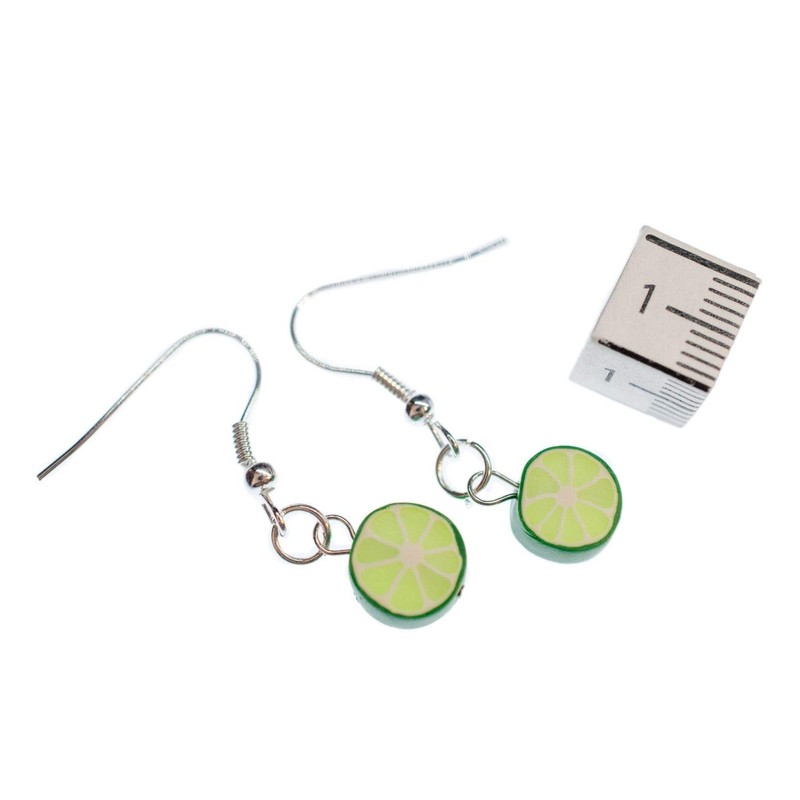 Miniblings Lime Earrings Pendant Fruit Lime Phosphorescent Cocktail – Handmade