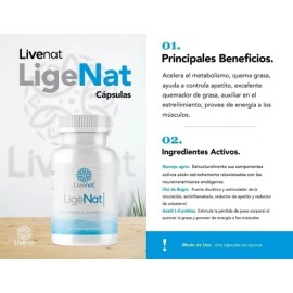 Ligenat Cápsulas Naturales para Control de Peso, Apetito, Estreñimiento y Energía – Suplemento Dietético con Chá de Bugre, L-Carnitina y Ciruela – 30 Cápsulas de 400 mg