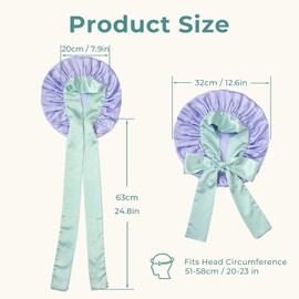 LumeSilk 100% Mulberry Silk Bonnet for Sleeping,Double Layer Sleep Cap with Satin Tie Band,Stay-On Hair Bonnet (Purple)