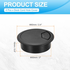 MECCANIXITY 4 Pcs Desk Grommet 2 Inch(50mm), Round Desk Cord Hole Cover Wire Cable Organizer for Home Office Computer Table Cables, Black