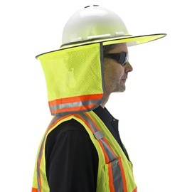 Cordova VHB101 Hi-Vis Lime Foldable Helmet Brim with Lime Mesh Neck Shade, Two-Tone Reflective Tape, Attached Storage Pouch, 3-Pack