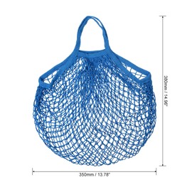 sourcing map Cotton Mesh Bag, 15x13.8 Reusable Washable Mesh Net String Grocery Bags Organizer for Fruits Vegetables Shopping Blue