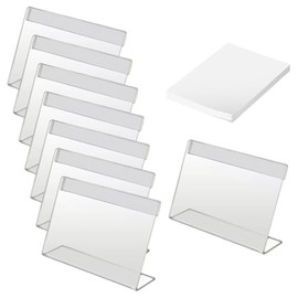 GSHLLO 30 Pcs Small Acrylic Sign Holders L Shaped Display Stand Table Name Card Holders Clear Picture Frame Stands Price Tag Label Holder Mini Sign Display Holder