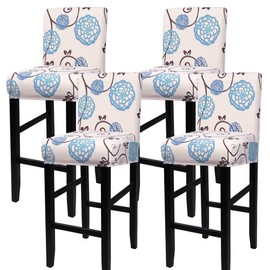 SearchI - Juego de 4 fundas para taburetes de bar, fundas elásticas lavables, fundas para sillas de altura para cocina, comedor, cafetería (flor de bola)