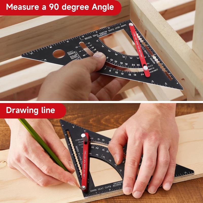 Dajianglx Carpenter Square 7 inch, Aluminum Adjustable Rafter Framing Square,