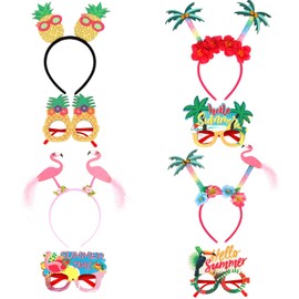 Oblihumoy Luau Party Glasses and Headbands Funny Hawaiian Paper Glasses for Adults Hawaiian Photo Booth Props Summer Beach Tropical Party Decoration Beach Party Favors Supplies