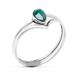Koral Jewelry Created Emerald Ethnic Vintage Gipsy Pear Stone Ring 925 Sterling Silver Tribal Boho Chic (8)