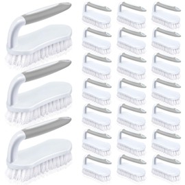 Lallisa 24 Pcs Scrub Brush for Cleaning with Handle Comfortable to Grip Heavy-Duty Flexible Stiff Bristles Scrubber Brushes Bulk for Shower Bathroom Carpet Kitchen Floor Tiles (Gray)