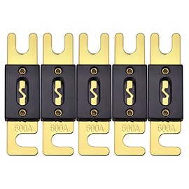 Bumbesti 600A ANL Blade Fuse Gold Plated ANL Fuse 600Amp Used for inverters and car Audio and Other high Current Applications 5 Pack