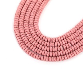 YANUAHI Natural 90Pcs 8mm Volcanic Lava Beads Chakra Rock Beads Pink Lava Beads Cube Essential Oil Diffuser Energy Beads Loose Stone Beads Stone Beads for Jewelry Making Bulk