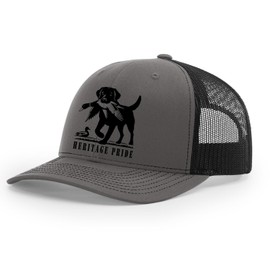 Heritage Pride Mens Black Lab Duck Hunting Embroidered Mesh Back Trucker Hat-Charcoal/Black