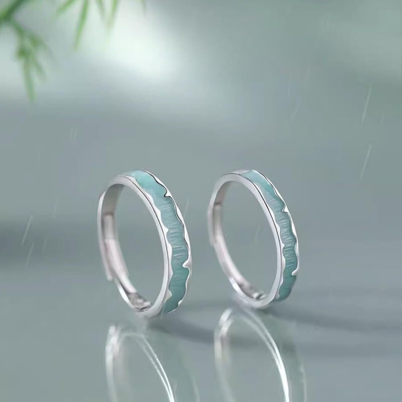 Nicoiro Pair Ring, Rain Pattern, Made by S925 [NSPR172] Matching