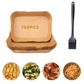Air Fryer Paper Liner Square 8 inches for Frying, Baking, Cooking, Roasting and Microwave Unbleached Oil-proof 120PCS