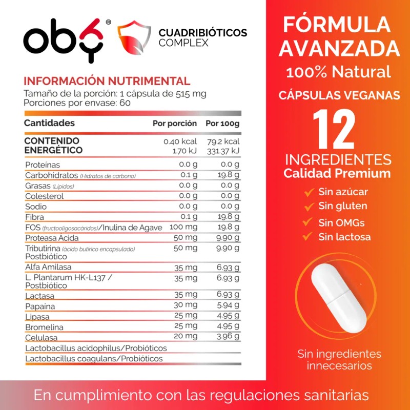 Enzimas Digestivas Probioticos Prebioticos Postbioticos Quadribioticos Complex 4 En 1