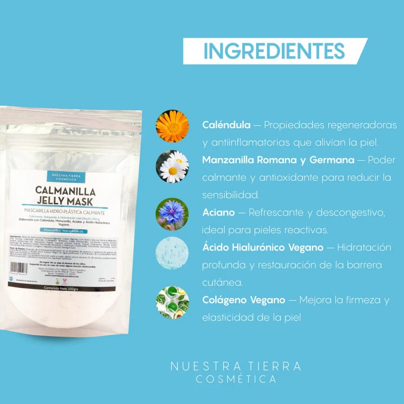 🔥 Mascarilla hidro plástica calmante caléndula y manzanilla tipo de