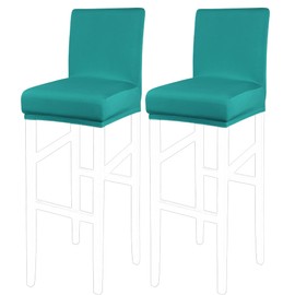 PiccoCasa Chair Cover, Bar Stool Cover, Counter Stool, Elastic Material, Stretch, Chair Cover, Pub Counter, Washable, Soft, Solid, Stylish, Four Seasons, Dining Room, Cafe, Turquoise, Set of 2