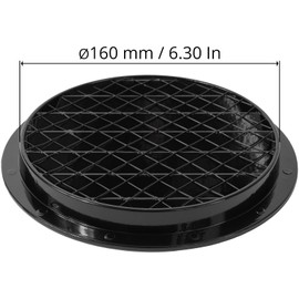 Repa Market 16cm Black Air Vent Cover - Aluminum - Industrial Round Ventilation Grille - Metal Soffit Vent with Strainer - Mesh - Round Air Outlet or Air Intake for Home or Garage Wall