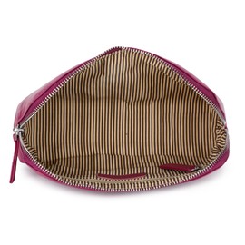 Women's Leather Cosmetic Bag - Medium Travel Makeup Pouch - Make-Up Case (Pink)