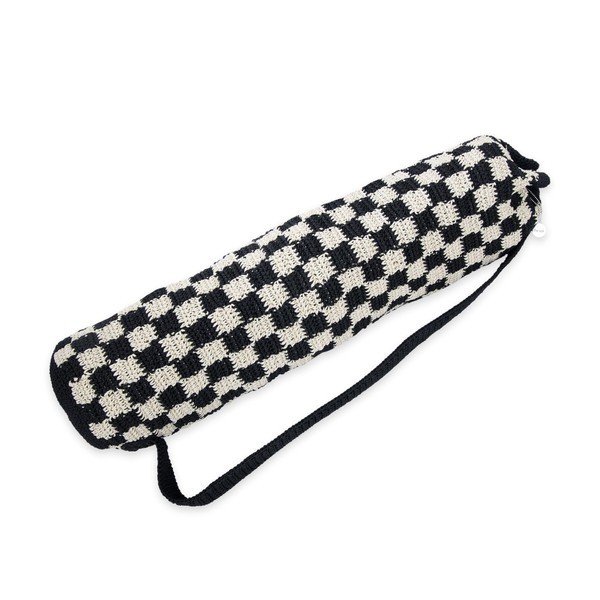 The Sak Yoga Mat Bag in Crochet, Drawstring Closure, Black