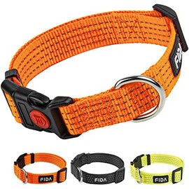 Fida Collar reflectante para perro, collares de nailon con colores neón para perros pequeñosmedianosgrandes, collares de perro de alta visibilidad