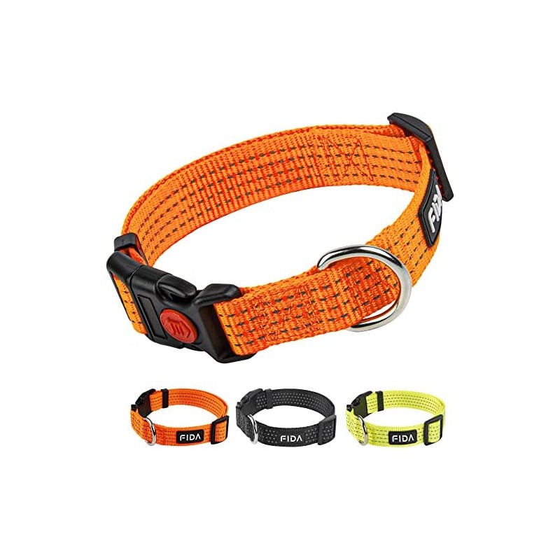 Fida Collar reflectante para perro, collares de nailon con colores