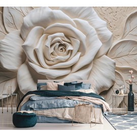 AFZEVEB-3D Rose Flower Wallpaper Large Floral Wall murals for Bedroom 159"x107"(Not Peel and Stick)