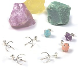 3 Pairs Sterling Silver Stud Post Claw Earring Blanks Handmade Earring Wire DIY Earring Supplies Great for Gemstone Stud Earrings Making