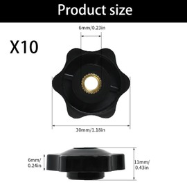 10 Pcs M6 Star Clamping Nuts,M6 Wing Nut,Thumb Handle Screws Tightening Tool Quick Knobs Grip Set Furniture Bolts,Plastic with Copper Replacement for Machine Tools Machines Furniture Fitness Equipment