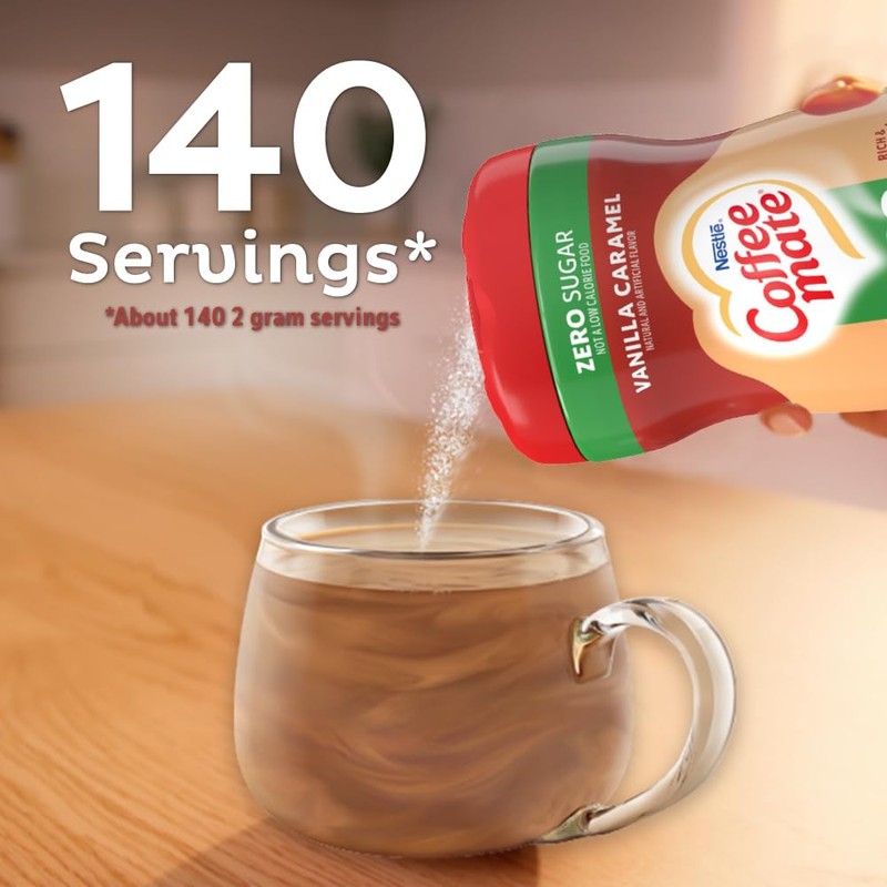 Coffee-mate Vanilla Caramel, Zero Sugar Powdered Coffee Creamer, 10.2 Ounce