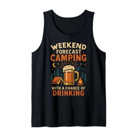 Tent Camping Beer Vintage Weekend Forecast Camping with A Tank Top